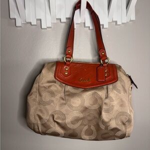 Coach Beige and Orange Shoulder Bag